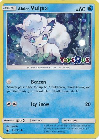 Alolan Vulpix (21/145) (Toys R Us Promo) [Sun & Moon: Guardians Rising] | Jomio and Rueliete's Cards and Comics