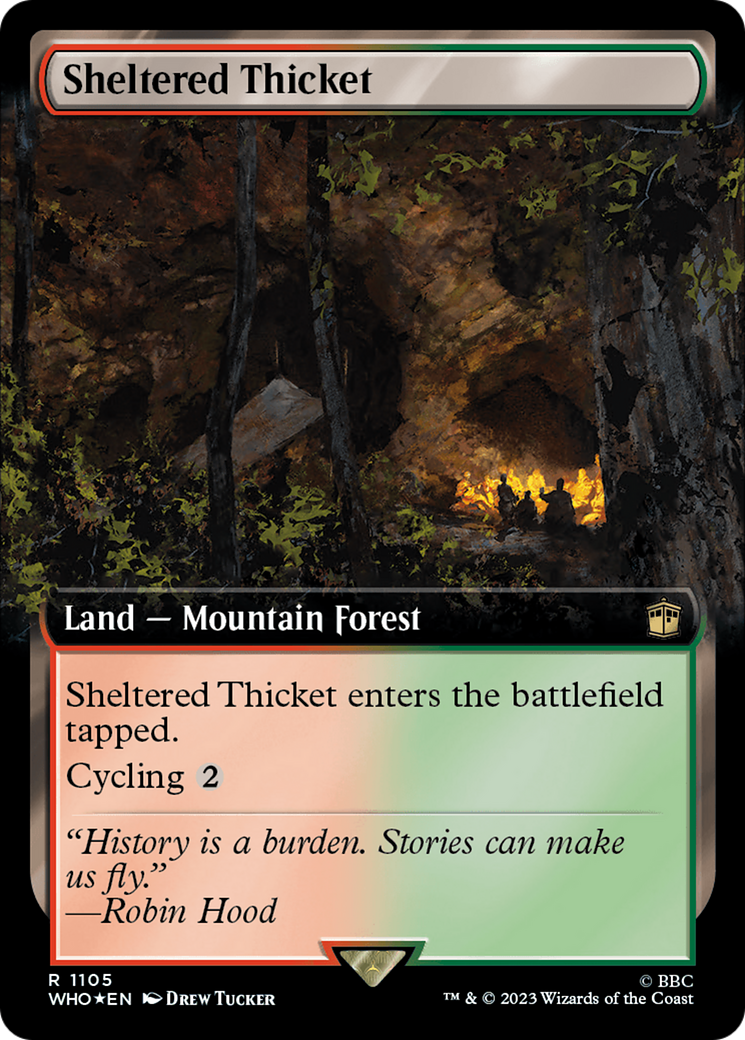 Sheltered Thicket (Extended Art) (Surge Foil) [Doctor Who] | Jomio and Rueliete's Cards and Comics
