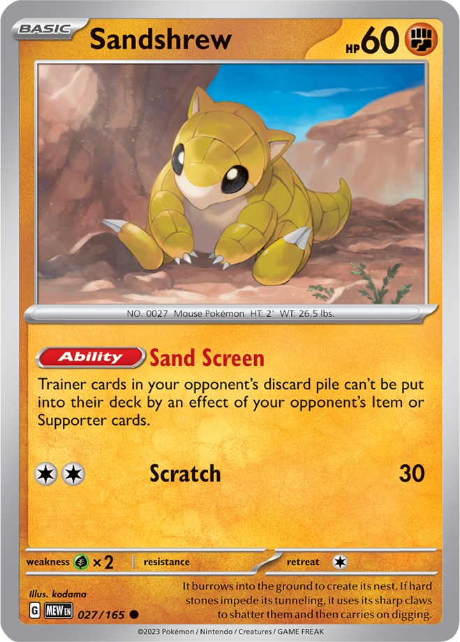 Sandshrew (027/165) [Scarlet & Violet 151] | Jomio and Rueliete's Cards and Comics