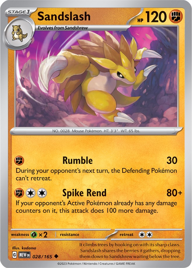 Sandslash (028/165) [Scarlet & Violet 151] | Jomio and Rueliete's Cards and Comics