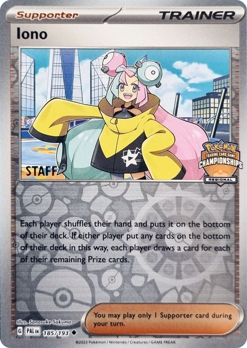 Iono (185/193) (Regional Championships Promo Staff) [League & Championship Cards] | Jomio and Rueliete's Cards and Comics