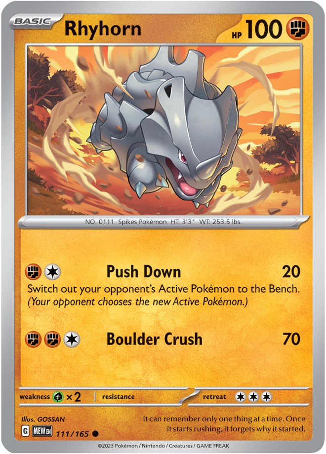 Rhyhorn (111/165) [Scarlet & Violet 151] | Jomio and Rueliete's Cards and Comics