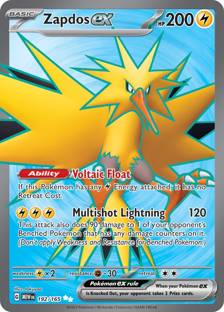 Zapdos ex (192/165) [Scarlet & Violet 151] | Jomio and Rueliete's Cards and Comics