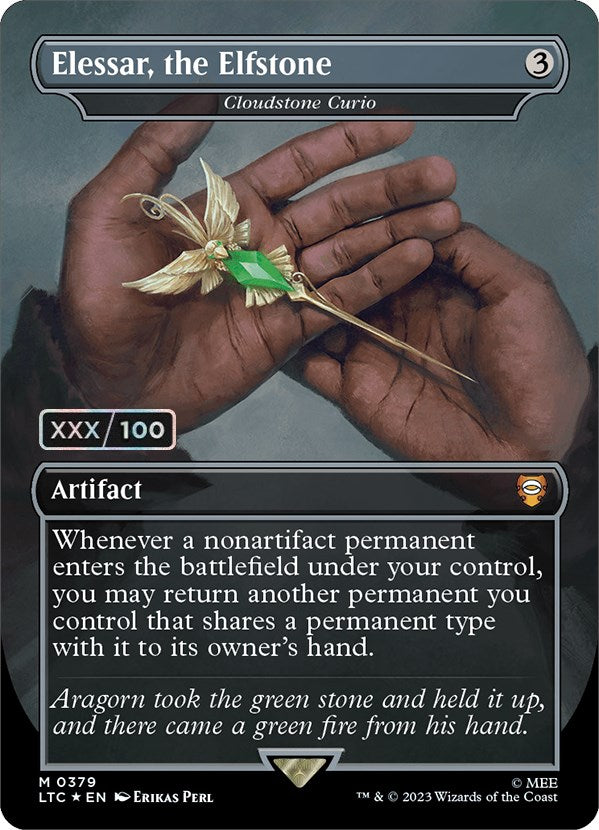 Elessar, the Elfstone - Cloudstone Curio (Borderless) (Serialized) [The Lord of the Rings: Tales of Middle-Earth Commander] | Jomio and Rueliete's Cards and Comics