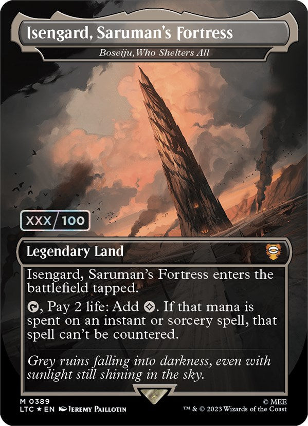 Isengard, Saruman's Fortress - Boseiju, Who Shelters All (Borderless) (Serialized) [The Lord of the Rings: Tales of Middle-Earth Commander] | Jomio and Rueliete's Cards and Comics