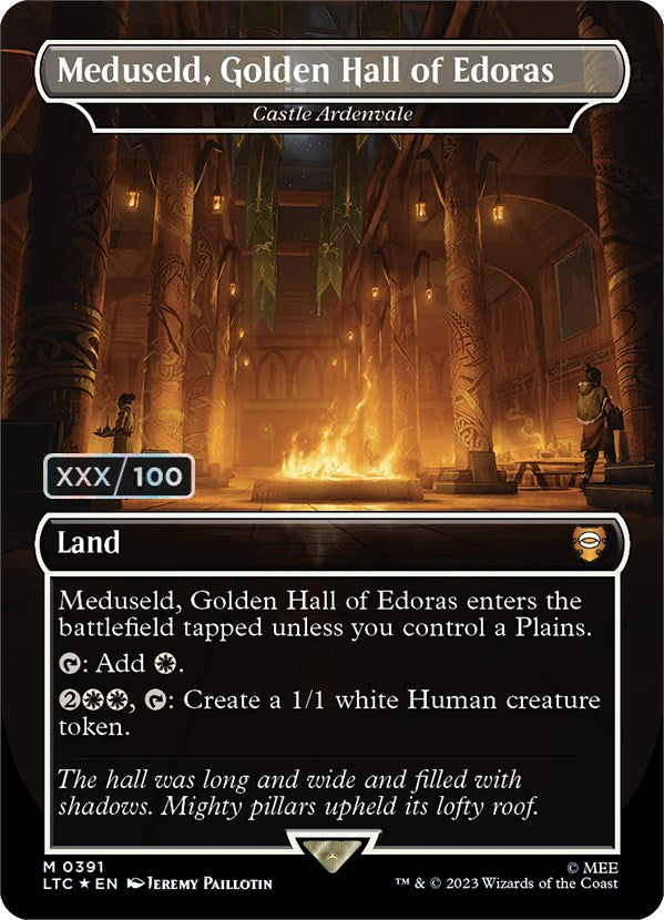 Meduseld, Golden Hall of Edoras - Castle Ardenvale (Borderless) (Serialized) [The Lord of the Rings: Tales of Middle-Earth Commander] | Jomio and Rueliete's Cards and Comics