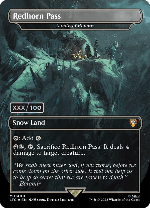 Redhorn Pass - Mouth of Ronom (Borderless) (Serialized) [The Lord of the Rings: Tales of Middle-Earth Commander] | Jomio and Rueliete's Cards and Comics
