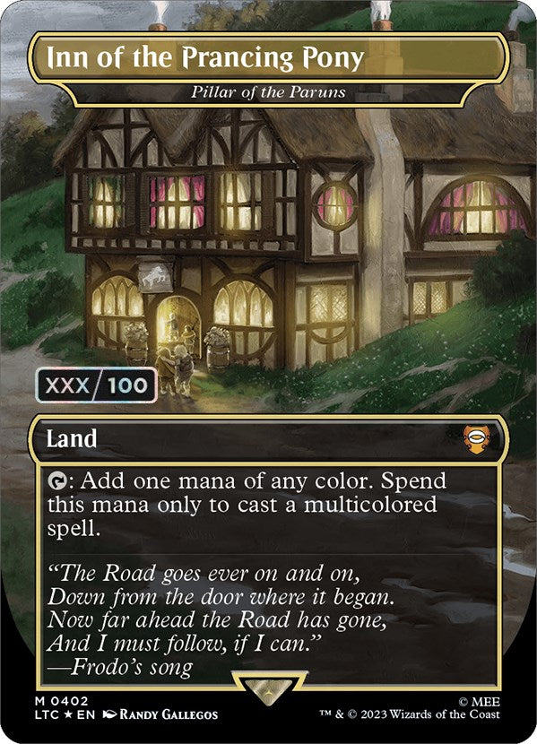 Inn of the Prancing Pony - Pillar of the Paruns (Borderless) (Serialized) [The Lord of the Rings: Tales of Middle-Earth Commander] | Jomio and Rueliete's Cards and Comics