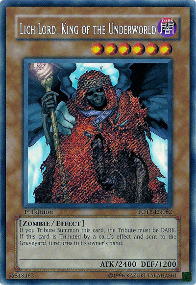 Lich Lord, King of the Underworld [FOTB-EN062] Secret Rare | Jomio and Rueliete's Cards and Comics