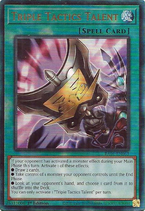 Triple Tactics Talent [RA01-EN063] Prismatic Ultimate Rare | Jomio and Rueliete's Cards and Comics