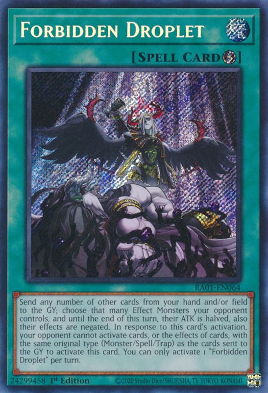 Forbidden Droplet [RA01-EN064] Secret Rare | Jomio and Rueliete's Cards and Comics