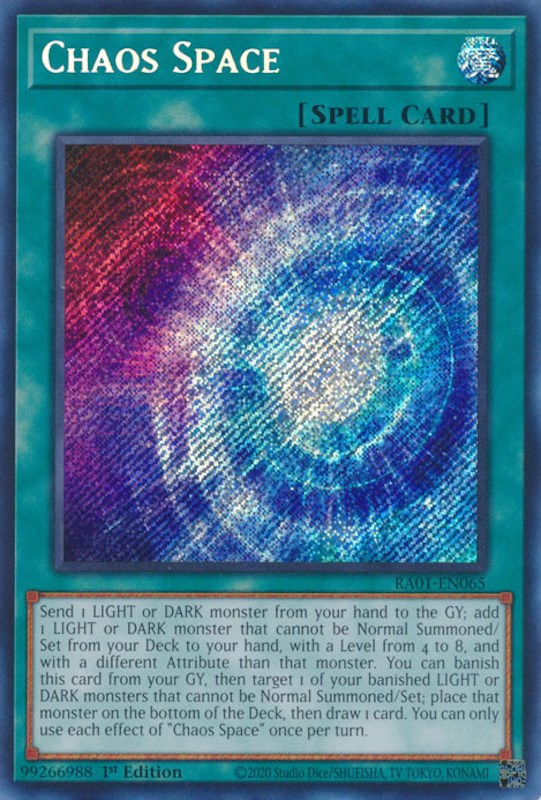 Chaos Space [RA01-EN065] Secret Rare | Jomio and Rueliete's Cards and Comics