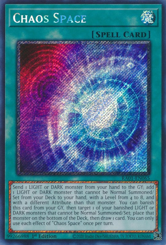Chaos Space [RA01-EN065] Platinum Secret Rare | Jomio and Rueliete's Cards and Comics