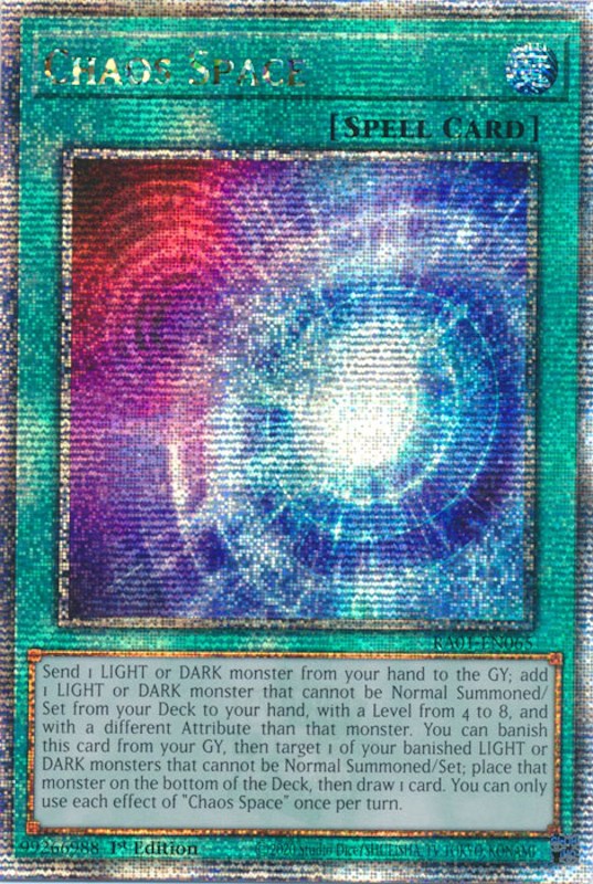 Chaos Space [RA01-EN065] Quarter Century Secret Rare | Jomio and Rueliete's Cards and Comics