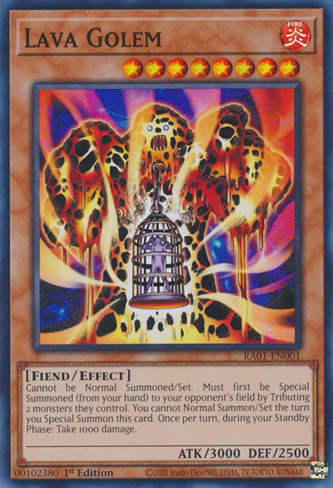 Lava Golem [RA01-EN001] Super Rare | Jomio and Rueliete's Cards and Comics
