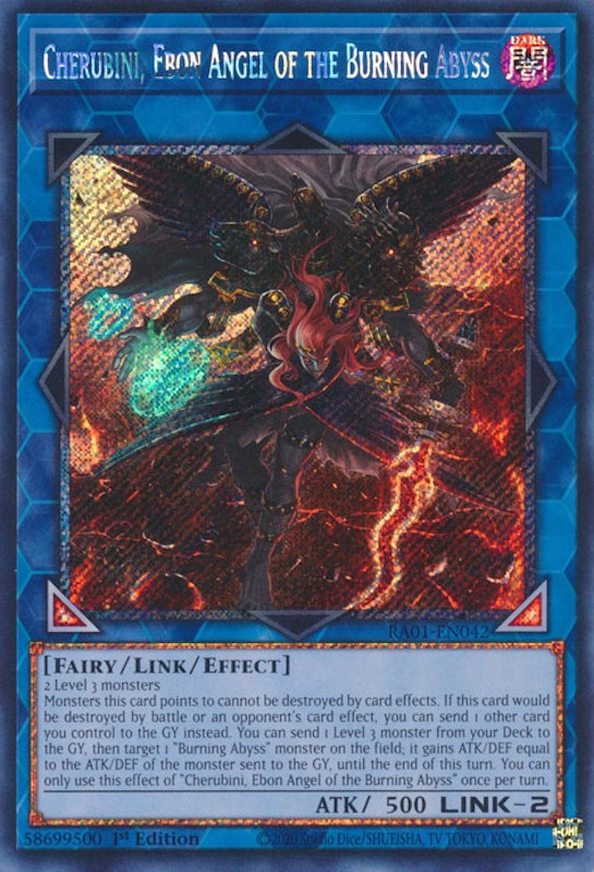 Cherubini, Ebon Angel of the Burning Abyss [RA01-EN042] Platinum Secret Rare | Jomio and Rueliete's Cards and Comics