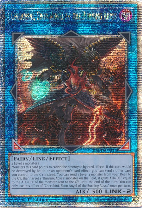 Cherubini, Ebon Angel of the Burning Abyss [RA01-EN042] Quarter Century Secret Rare | Jomio and Rueliete's Cards and Comics