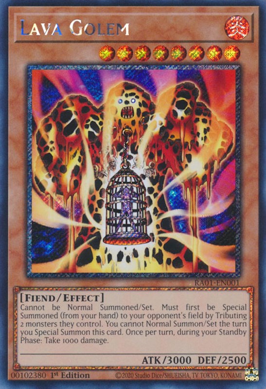 Lava Golem [RA01-EN001] Platinum Secret Rare | Jomio and Rueliete's Cards and Comics
