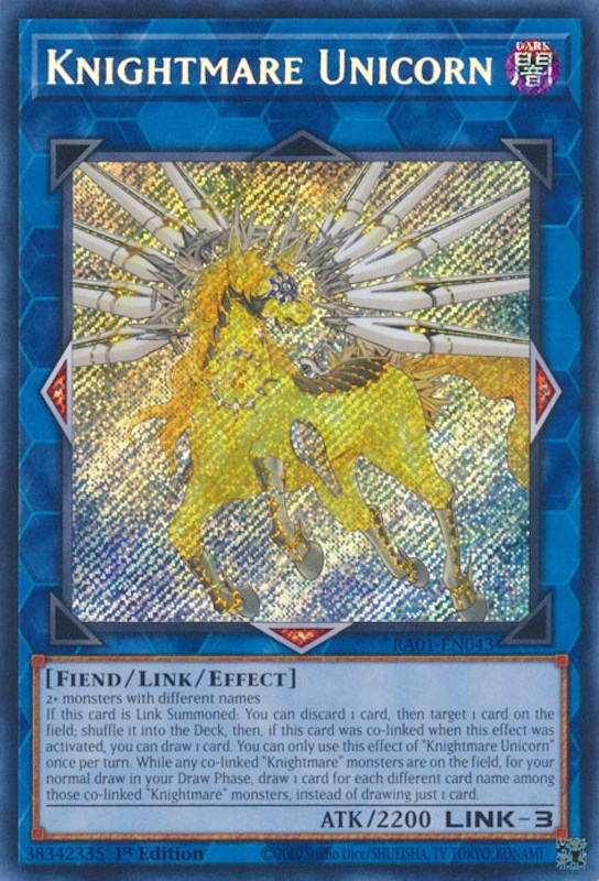 Knightmare Unicorn [RA01-EN043] Secret Rare | Jomio and Rueliete's Cards and Comics