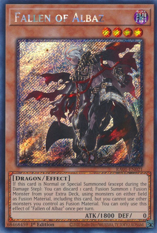 Fallen of Albaz [RA01-EN021] Platinum Secret Rare | Jomio and Rueliete's Cards and Comics