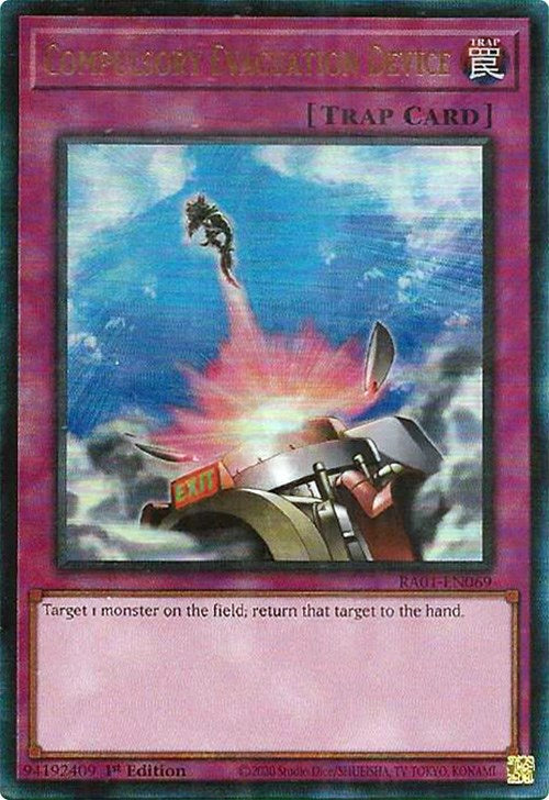 Compulsory Evacuation Device [RA01-EN069] Prismatic Ultimate Rare | Jomio and Rueliete's Cards and Comics
