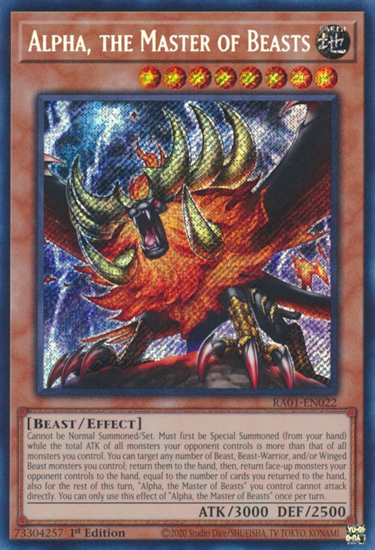 Alpha, the Master of Beasts [RA01-EN022] Secret Rare | Jomio and Rueliete's Cards and Comics