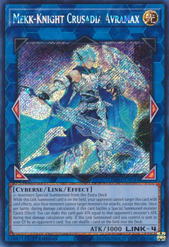 Mekk-Knight Crusadia Avramax [RA01-EN044] Platinum Secret Rare | Jomio and Rueliete's Cards and Comics