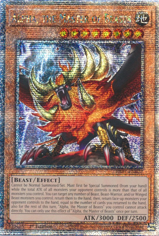 Alpha, the Master of Beasts [RA01-EN022] Quarter Century Secret Rare | Jomio and Rueliete's Cards and Comics