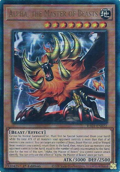 Alpha, the Master of Beasts [RA01-EN022] Prismatic Ultimate Rare | Jomio and Rueliete's Cards and Comics