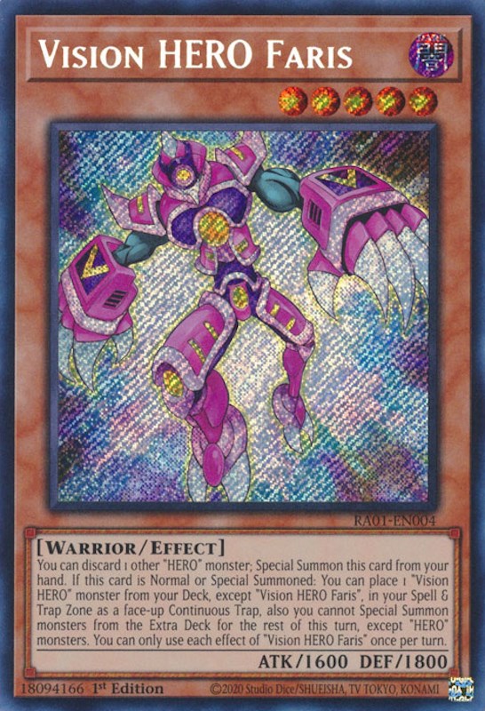Vision HERO Faris [RA01-EN004] Secret Rare | Jomio and Rueliete's Cards and Comics