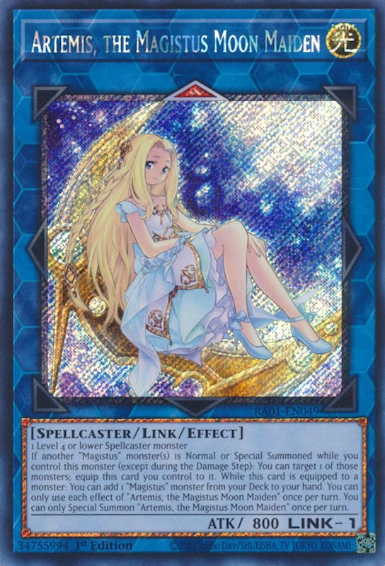 Artemis, the Magistus Moon Maiden [RA01-EN049] Platinum Secret Rare | Jomio and Rueliete's Cards and Comics