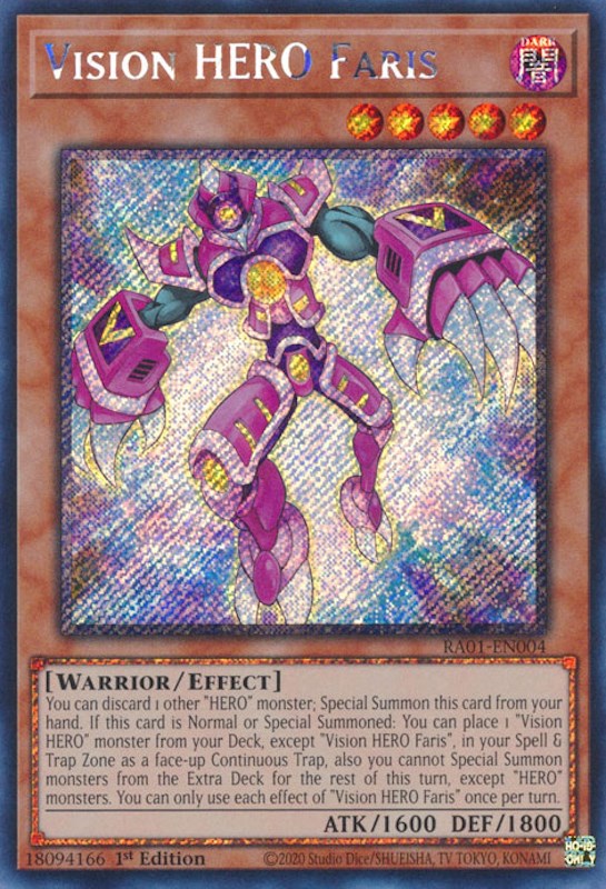 Vision HERO Faris [RA01-EN004] Platinum Secret Rare | Jomio and Rueliete's Cards and Comics