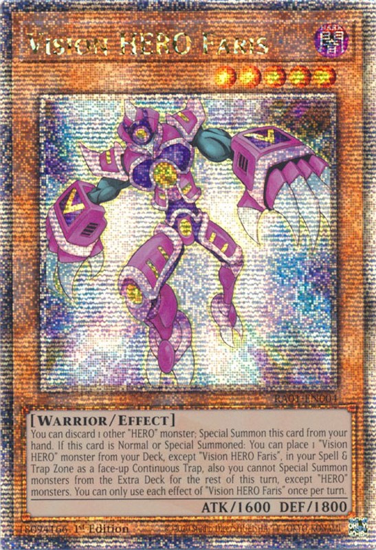 Vision HERO Faris [RA01-EN004] Quarter Century Secret Rare | Jomio and Rueliete's Cards and Comics