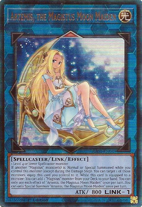 Artemis, the Magistus Moon Maiden [RA01-EN049] Prismatic Ultimate Rare | Jomio and Rueliete's Cards and Comics