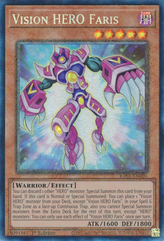 Vision HERO Faris [RA01-EN004] Prismatic Collector's Rare | Jomio and Rueliete's Cards and Comics
