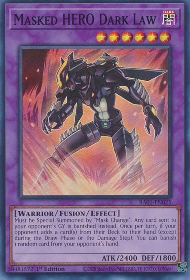 Masked HERO Dark Law [RA01-EN025] Super Rare | Jomio and Rueliete's Cards and Comics