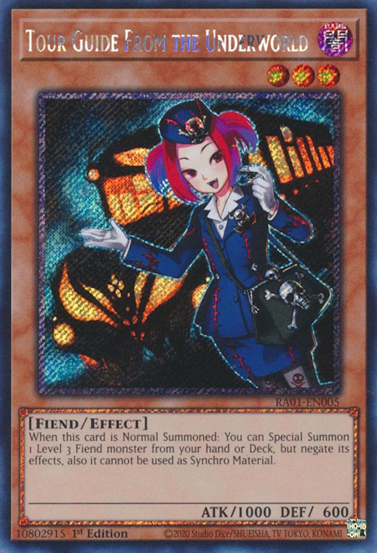 Tour Guide From the Underworld [RA01-EN005] Platinum Secret Rare | Jomio and Rueliete's Cards and Comics