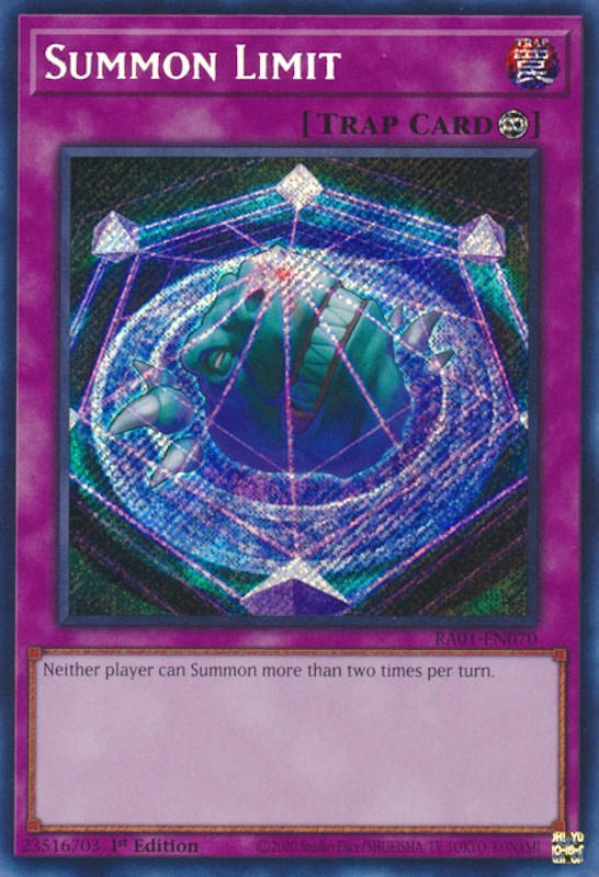 Summon Limit [RA01-EN070] Secret Rare | Jomio and Rueliete's Cards and Comics
