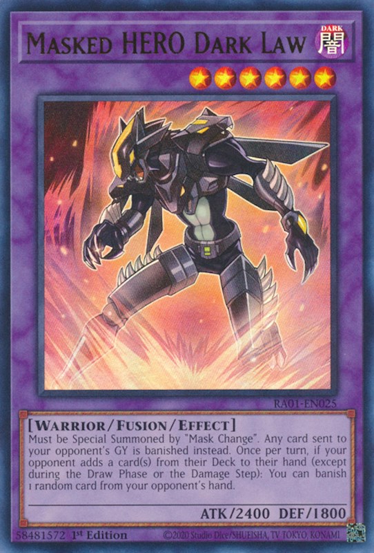 Masked HERO Dark Law [RA01-EN025] Ultra Rare | Jomio and Rueliete's Cards and Comics