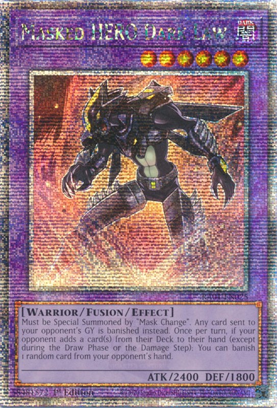 Masked HERO Dark Law [RA01-EN025] Quarter Century Secret Rare | Jomio and Rueliete's Cards and Comics