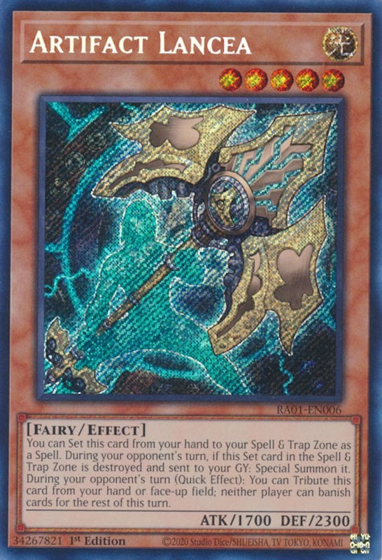 Artifact Lancea [RA01-EN006] Secret Rare | Jomio and Rueliete's Cards and Comics