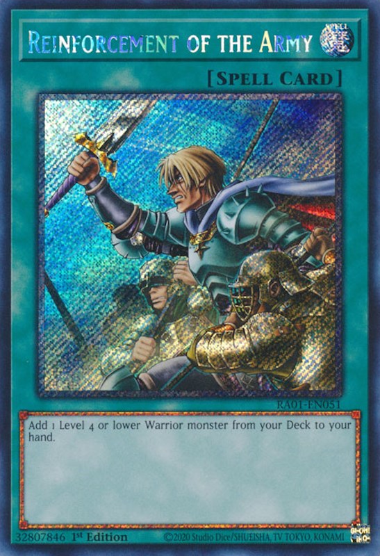 Reinforcement of the Army [RA01-EN051] Platinum Secret Rare | Jomio and Rueliete's Cards and Comics