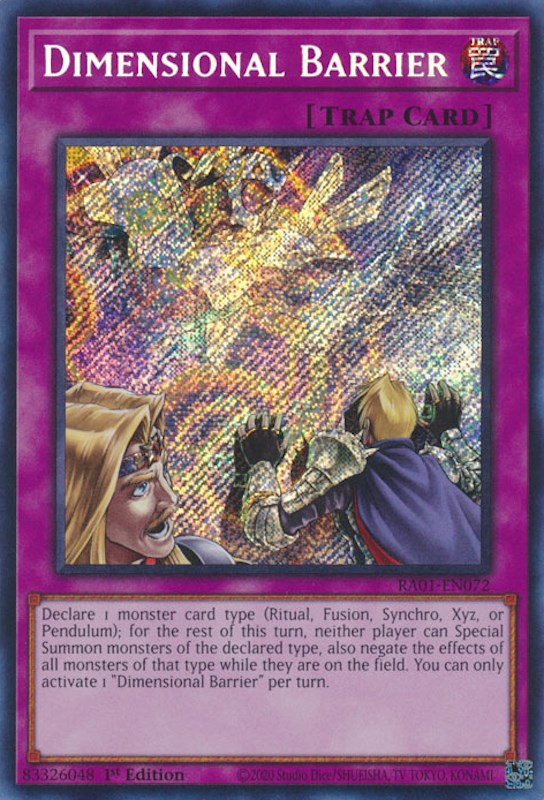 Dimensional Barrier [RA01-EN072] Secret Rare | Jomio and Rueliete's Cards and Comics