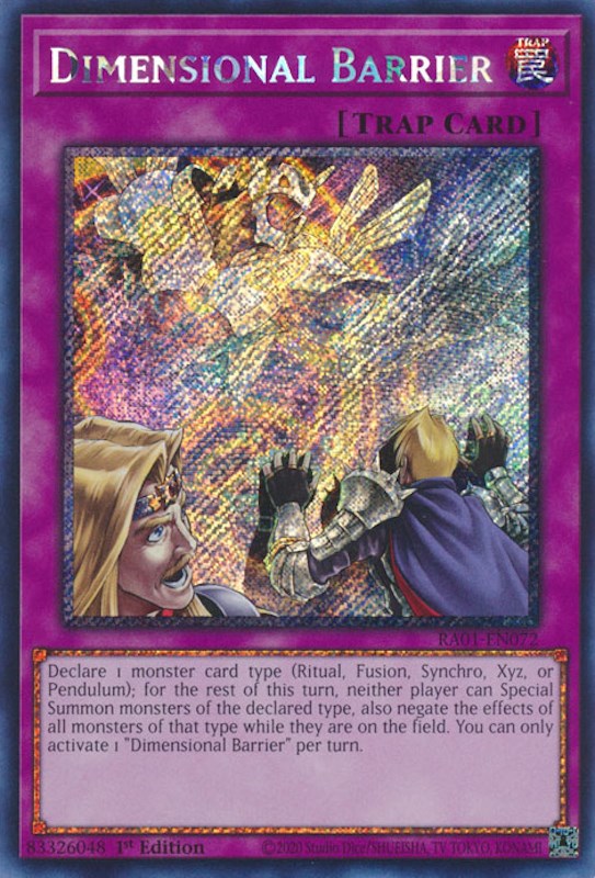 Dimensional Barrier [RA01-EN072] Platinum Secret Rare | Jomio and Rueliete's Cards and Comics