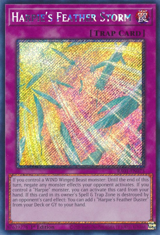 Harpie's Feather Storm [RA01-EN073] Platinum Secret Rare | Jomio and Rueliete's Cards and Comics