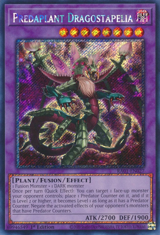 Predaplant Dragostapelia [RA01-EN027] Platinum Secret Rare | Jomio and Rueliete's Cards and Comics