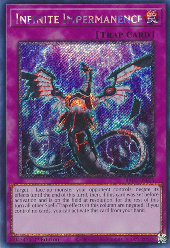 Infinite Impermanence [RA01-EN075] Platinum Secret Rare | Jomio and Rueliete's Cards and Comics