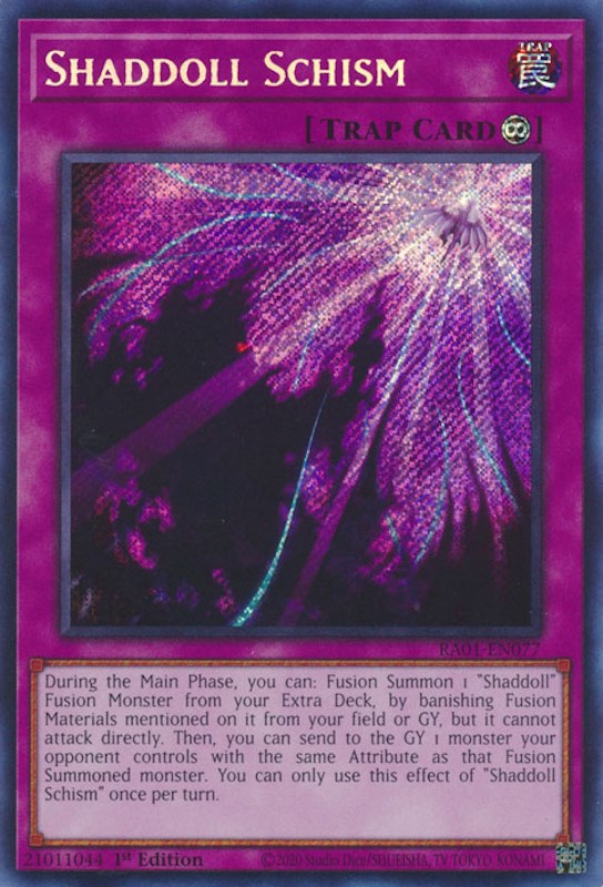 Shaddoll Schism [RA01-EN077] Secret Rare | Jomio and Rueliete's Cards and Comics