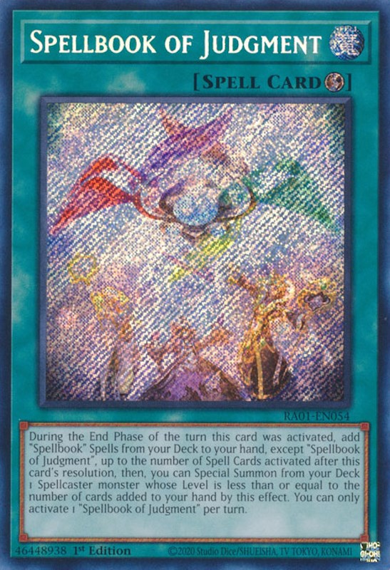Spellbook of Judgment [RA01-EN054] Secret Rare | Jomio and Rueliete's Cards and Comics