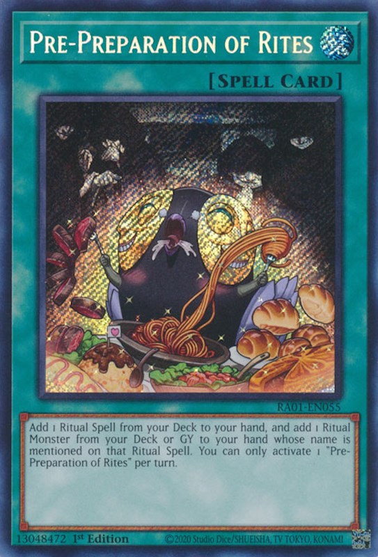 Pre-Preparation of Rites [RA01-EN055] Secret Rare | Jomio and Rueliete's Cards and Comics